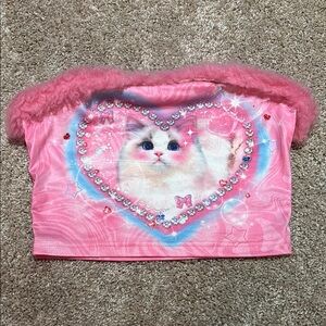 Pink Cat Heart Tube Top